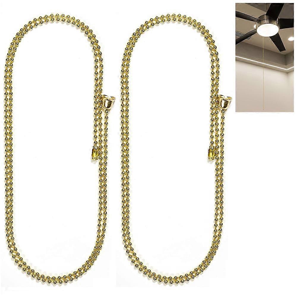 2x 3ft Beaded Pull Chain Gold Brass Extension Replacement Ceiling Fan Light Lamp