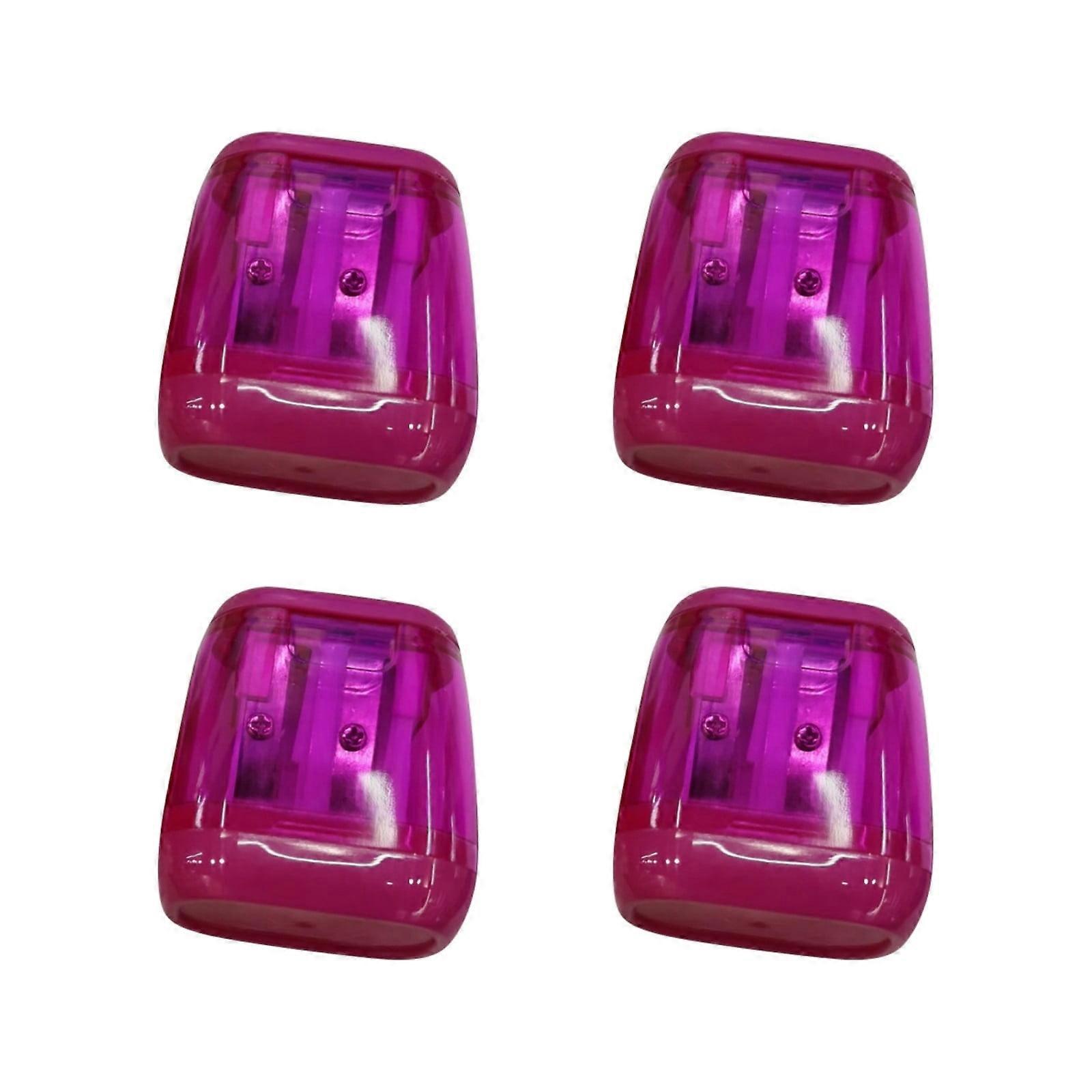 YiFudd 4PCS Double Hole Pencil Sharpener With Cover Color Pencil Sharpener For Kids Portable Oval Manual Pencil Sharpener For School Office Supplies