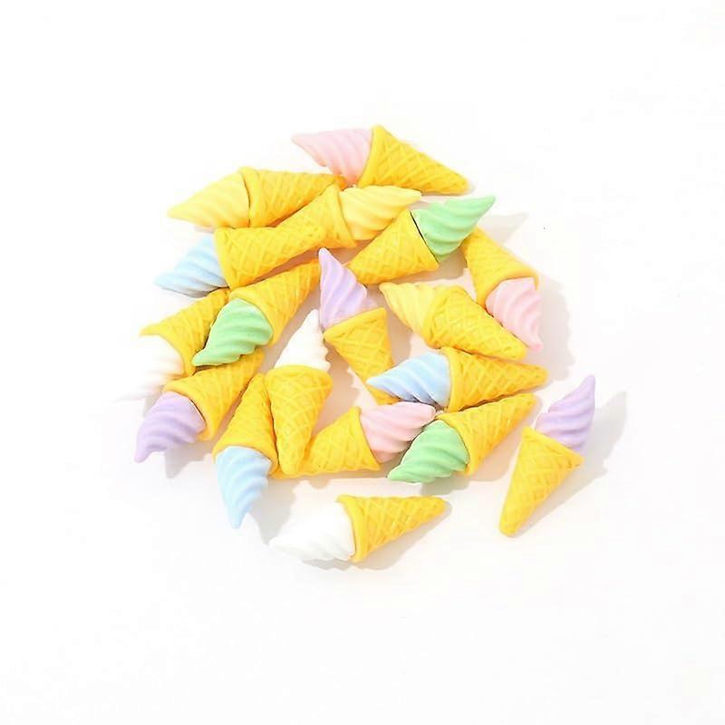 60pcs Mini Fake Ice Cream Cones Decorations for Party Table, DIY Crafts, Multicolor Realistic Models