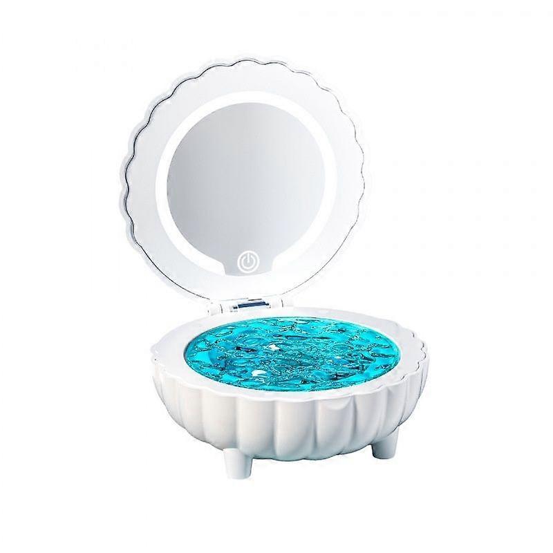 LED Seashell BT Speaker with Makeup Mirror Stepless Dimming Night Light