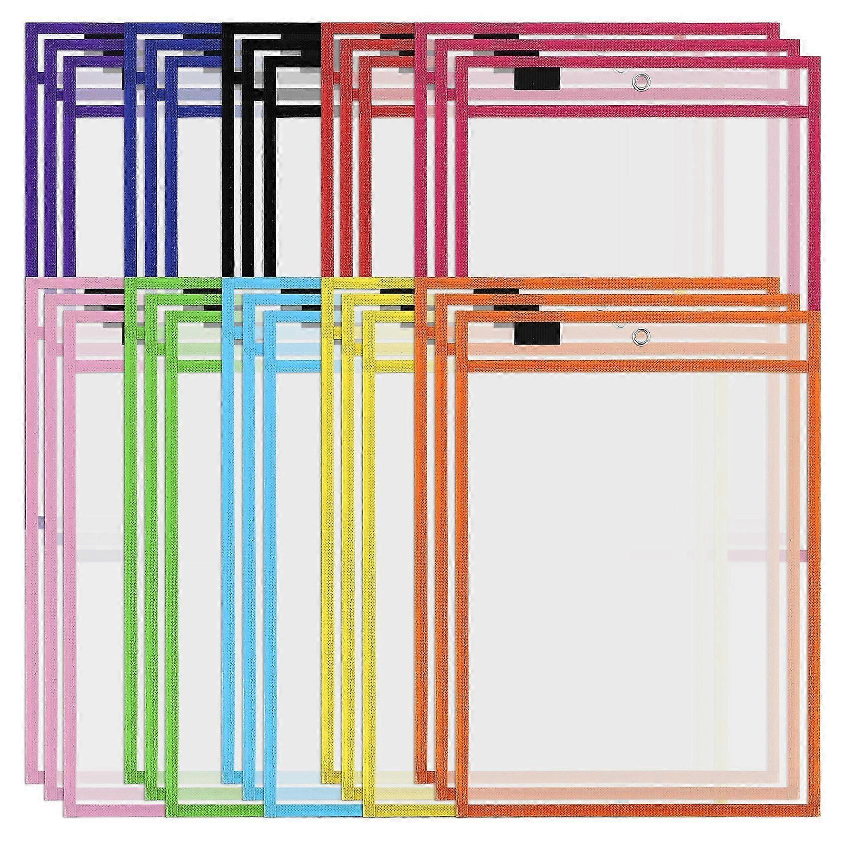 30 Pack Dry Erase Pockets Pvc Transparent Sewn Dry Erase File Bag