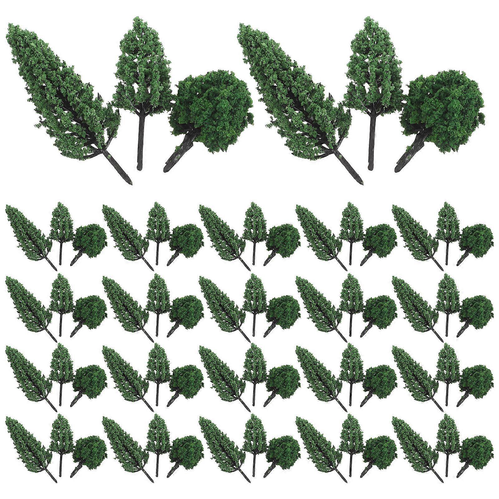Model Train Material Plastic Model Trees for Decoration 50Pcs Green Miniature