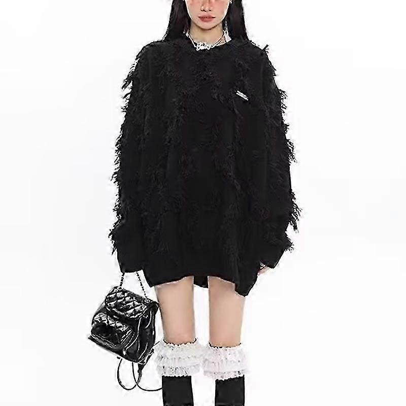 Fringed Knitting Sweater Women Y2k Street Style Loose Pullover Retro Loose Tops Fashion Design Punk Autumn Winter Female Clothes | Fruugo NO Fringed Knitting Sweater Women Y2k Street Style Loose Pullover Retro Loose Tops Fashion Design Punk Autumn Winter Female Clothes | Fruugo NO