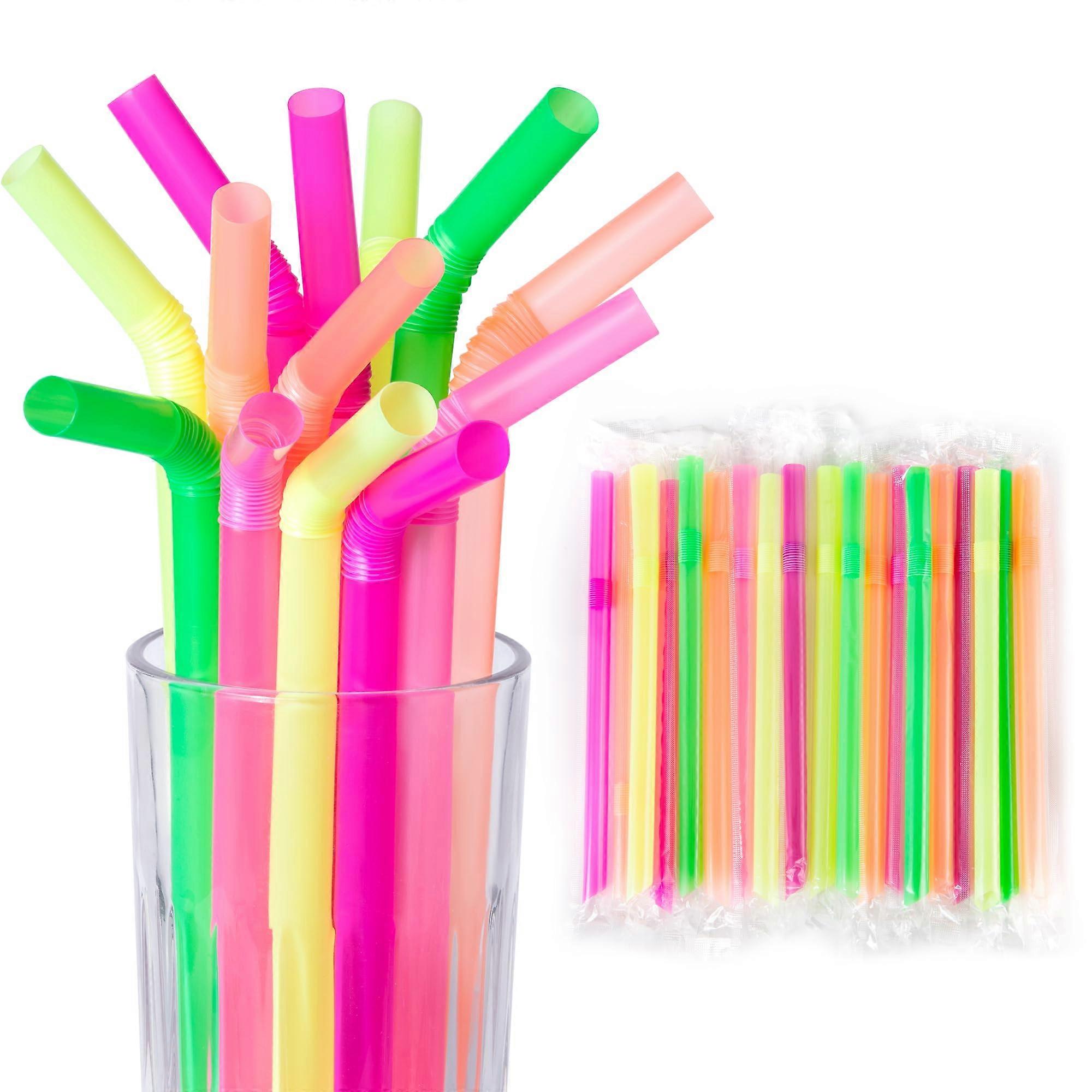 100 Pcs Jumbo 12mm Boba Straws Individually Wrapped Bendable Angled Tip Bubble Tea Straws for Smoothies and Milkshakes