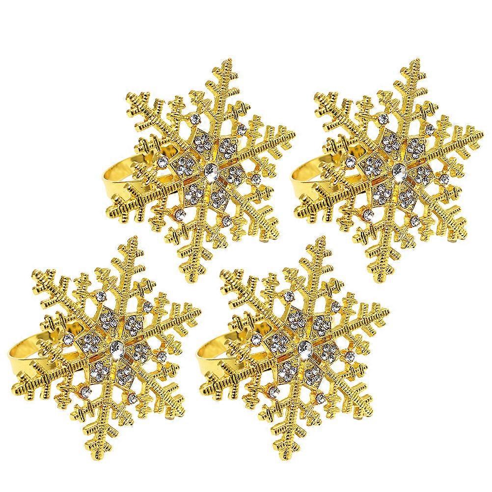 Alloy Napkin Buckle 4Pcs Unique Snowflake Shape Napkin Holder For Parties Dinners And Holidays