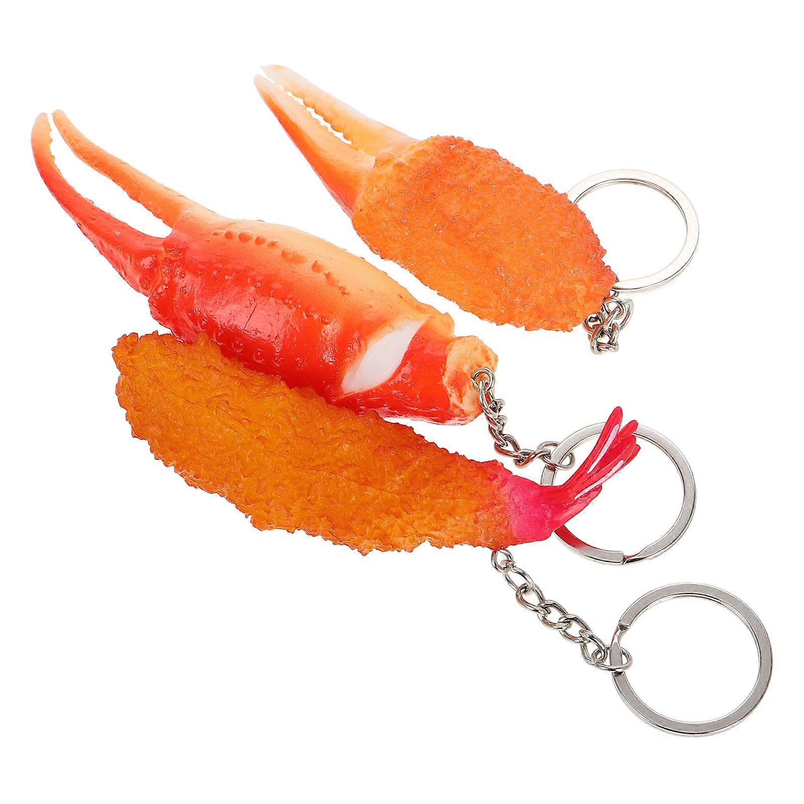 3pcs Key Chains Crab Claw Shape Keychain Bag Pendant Fried Shrimp Key Ornament
