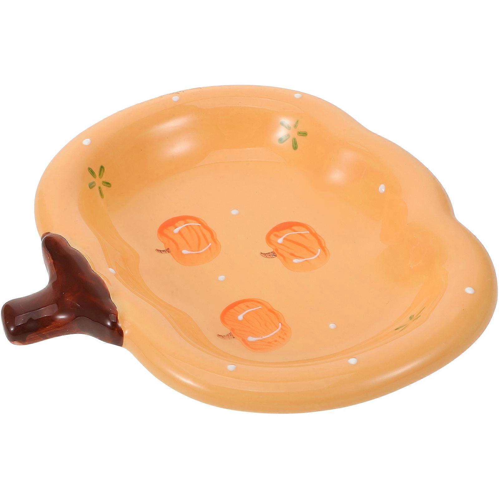 Orange Pumpkin Shaped Ceramic Serving Plate for Storage Use