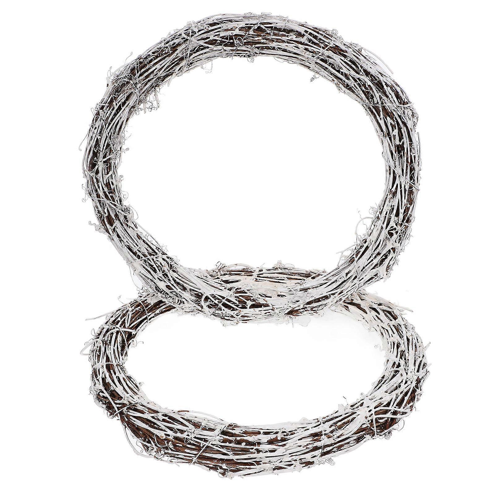 White Rattan Wreath Frame for DIY Craft 2Pcs Round Rattan Wreath Circles