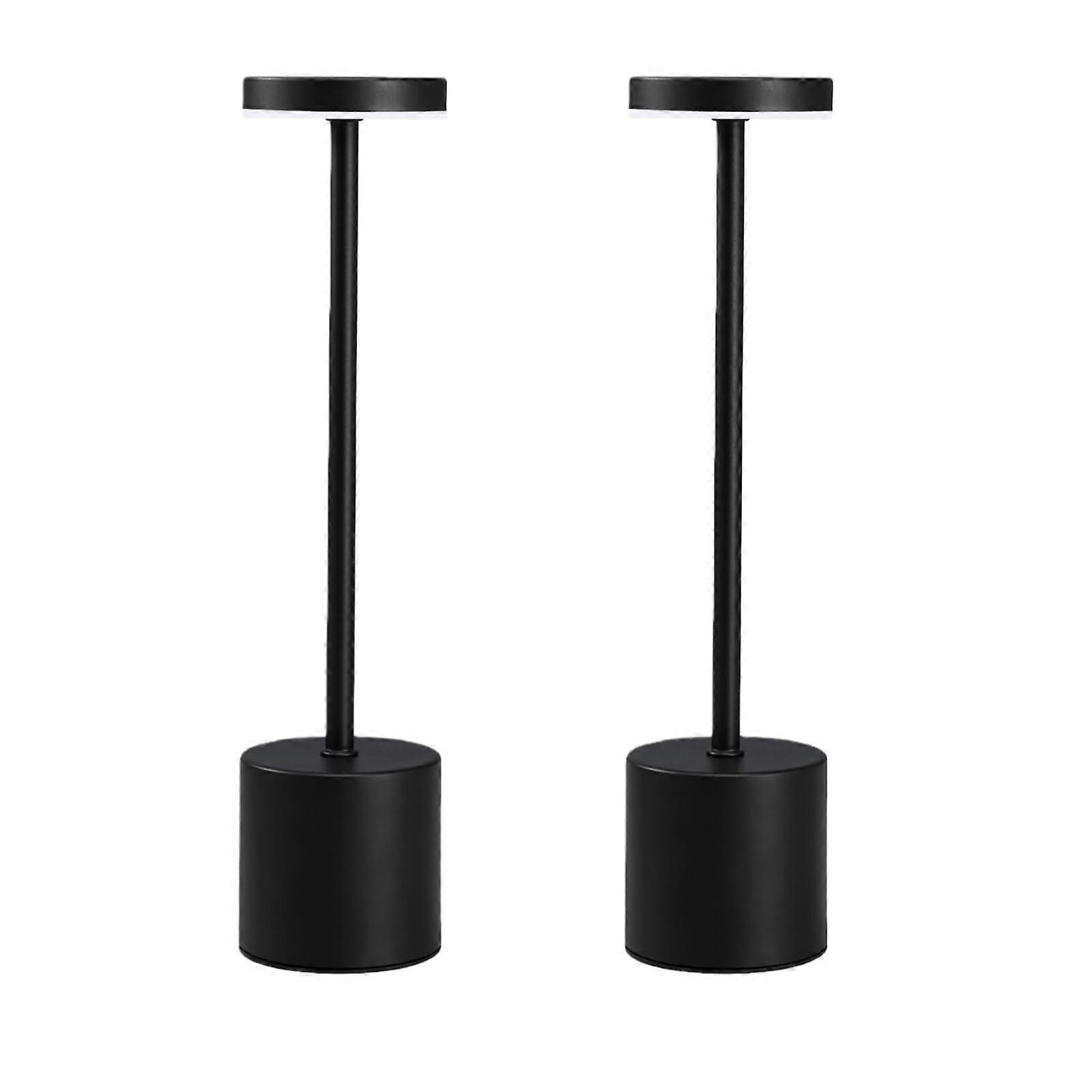 2 Pack Cordless Table Lamp, Touch Control Dimmable Rechargeable LED for Indoor Outdoor, Black
