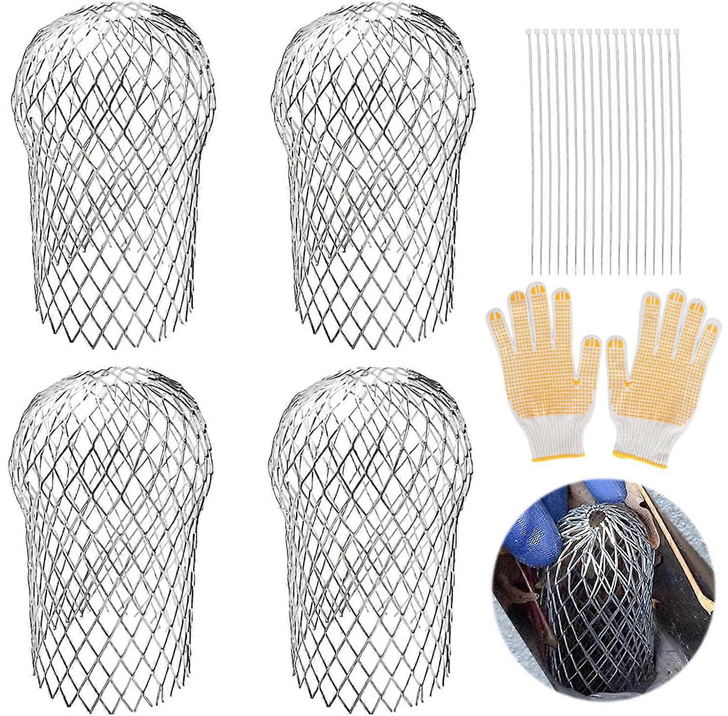 4 Pcs Gutter Guards 3.5 Inch Aluminum Downspout Leaf Filter Strainer for Clog Protection