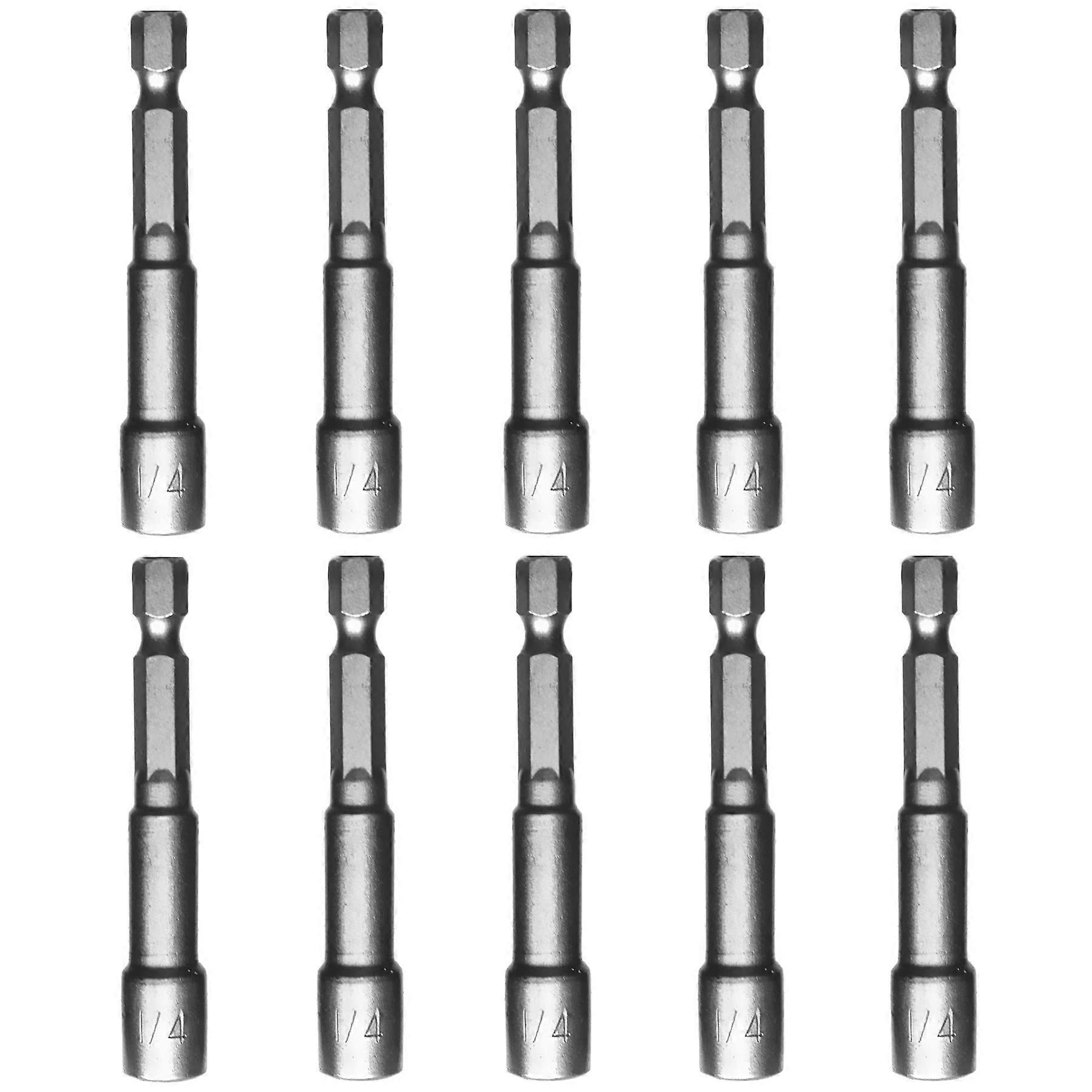 1/4 Inch Magnetic Nut Driver Bit Set 10PCS, Hex Shank Quick Change Chrome Vanadium Steel