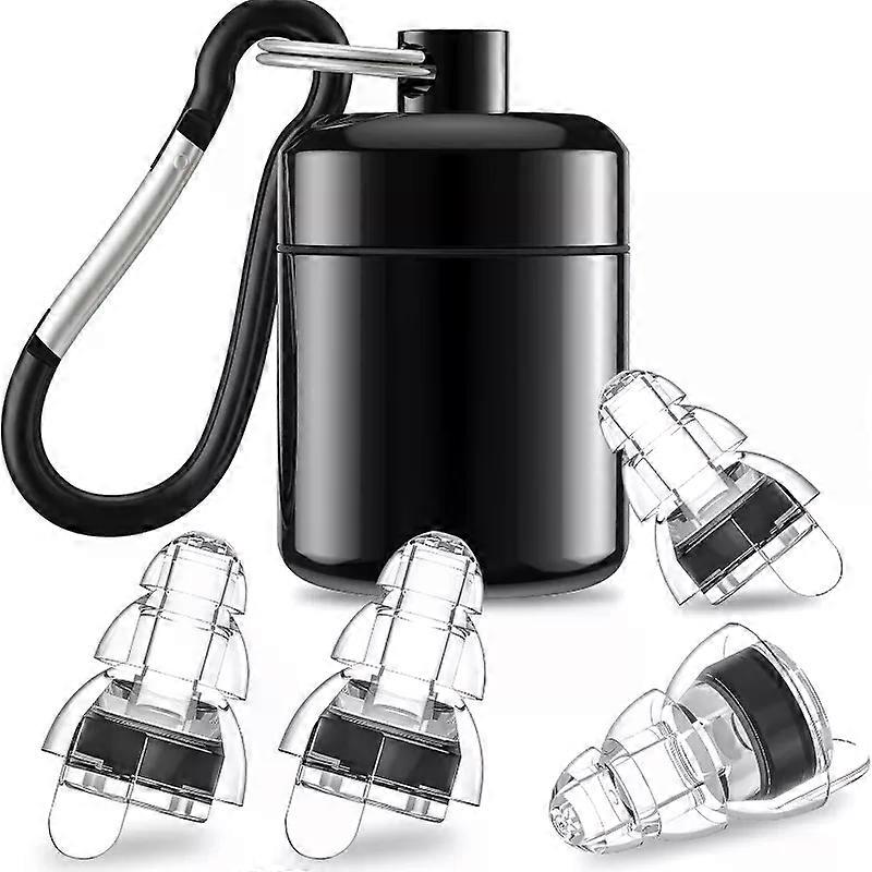 High Fidelity Concert Earplugs For Concerts Mcomicians,Earplugs For Noise Reduction,24Db Advanced Filter 2 Pairs(Black) Durable