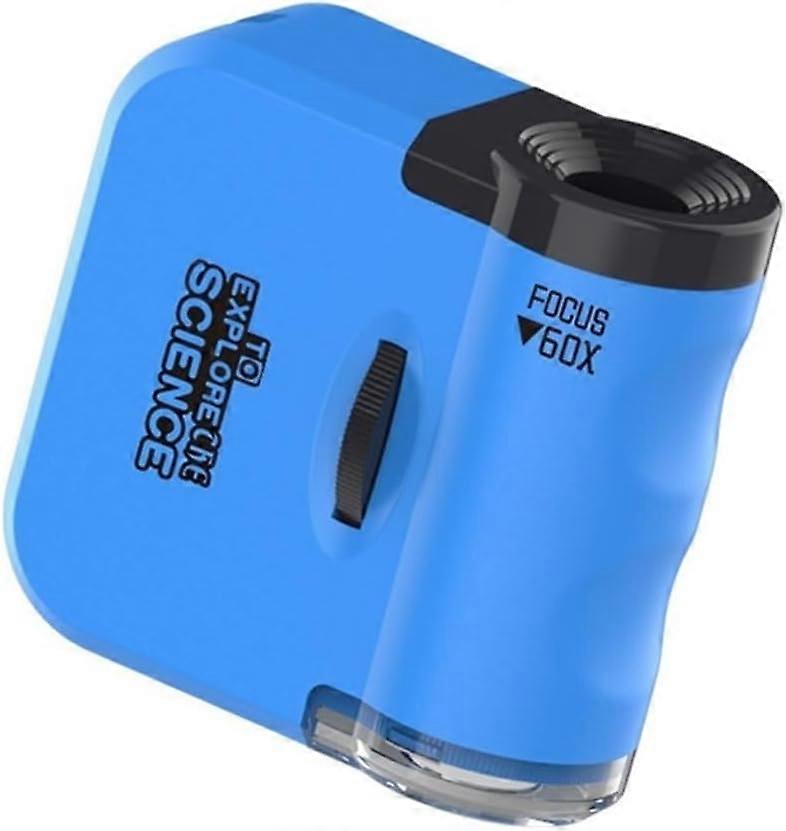 Mini Microscope Keychain for Kids - Pocket Microscope with LED Light, Portable Science Toy for Outdoor Exploration(Blue) Blue