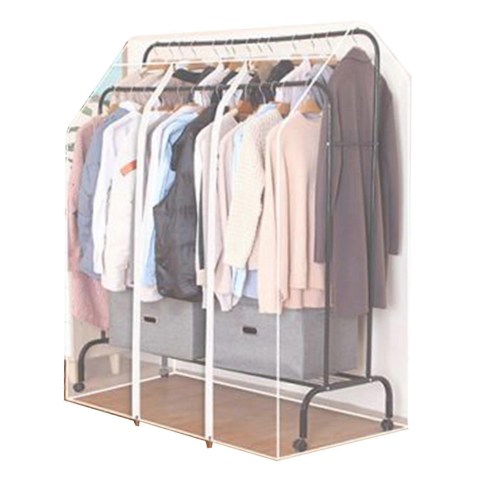 Clear PEVA Garment Rack Cover with Double Zipper, Dustproof for Double Pole Clothes Drying Rack