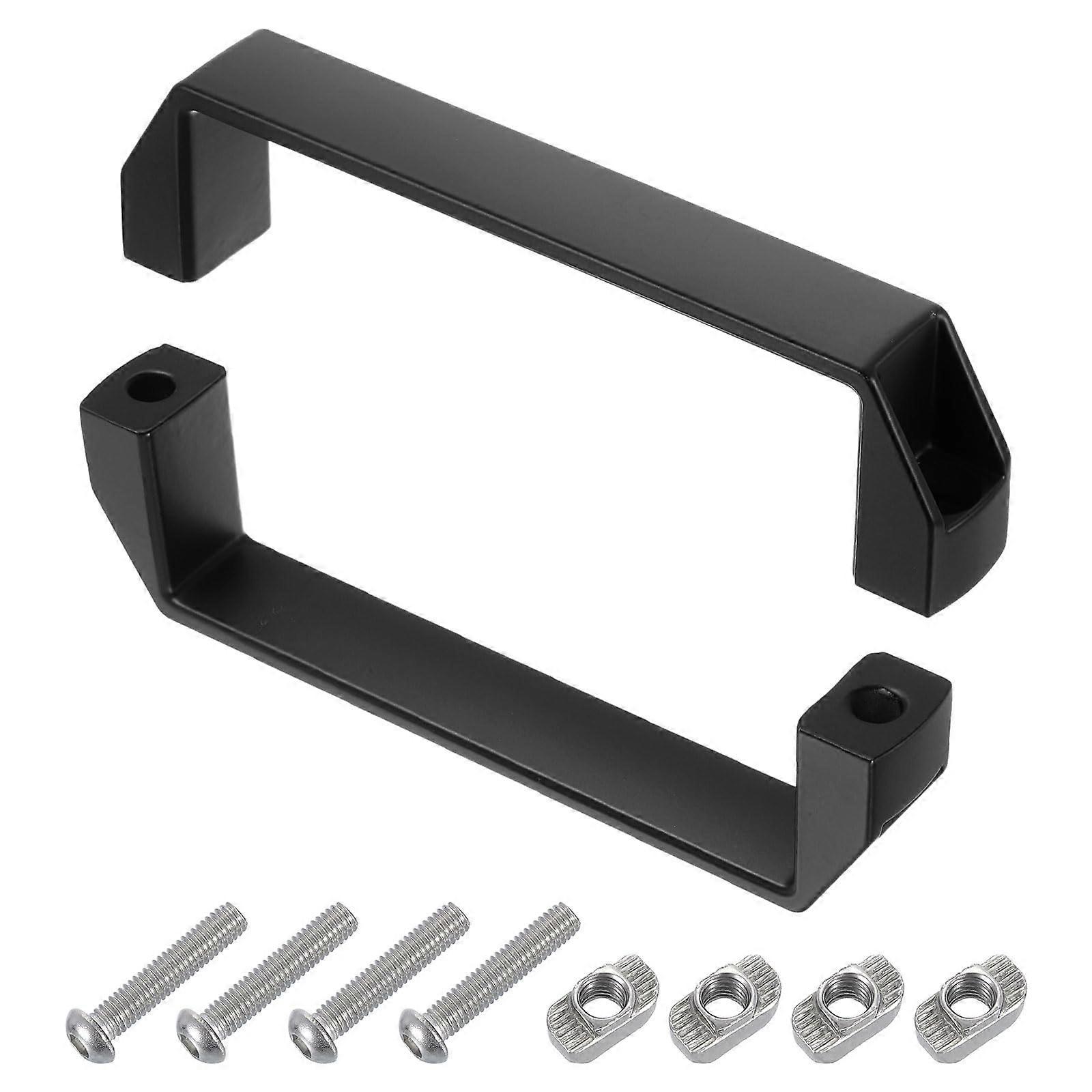 4 Pack 180mm Black Cabinet Pull Handles, Modern Aluminium Drawer Pulls with UShaped Design