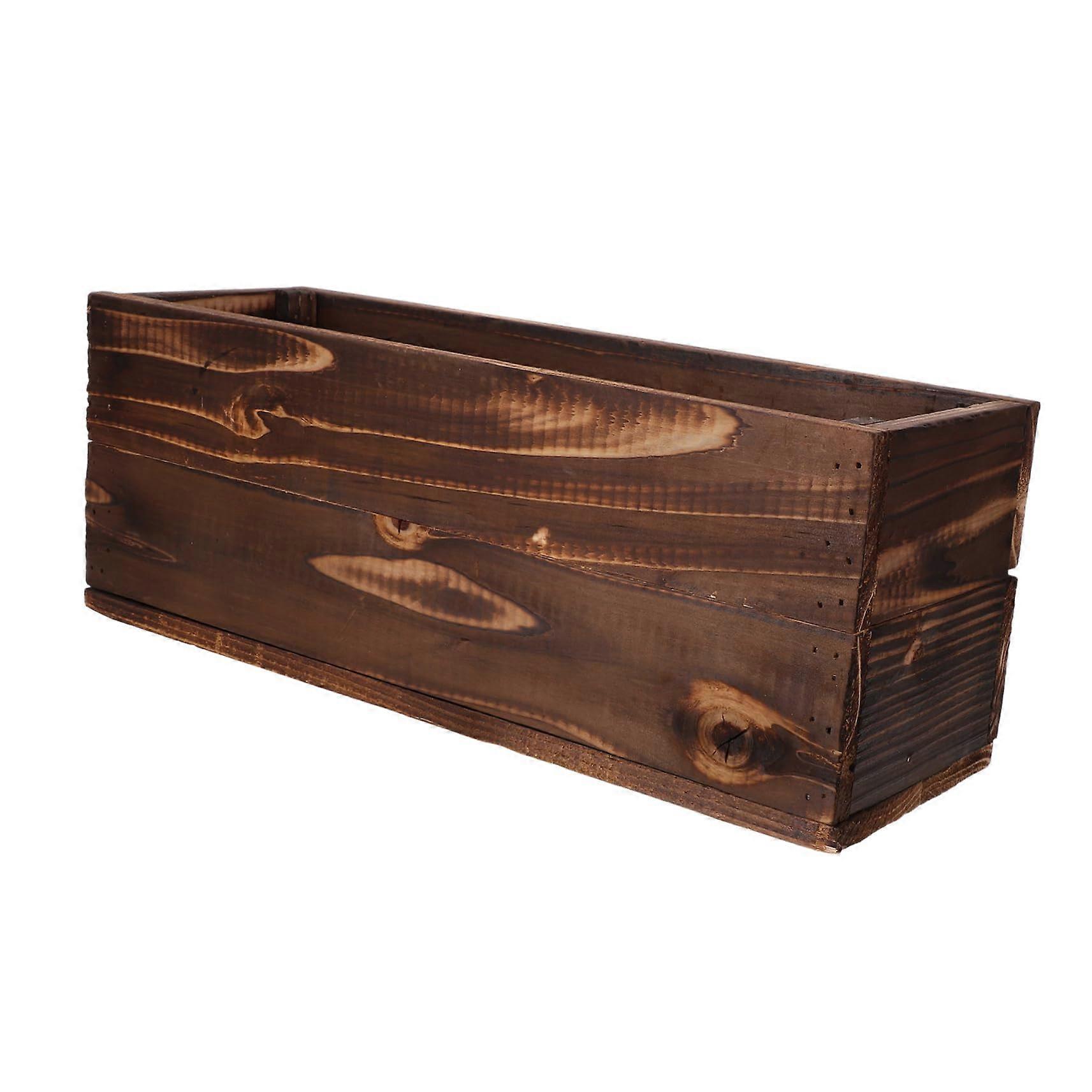 Wooden Planter Box Weatherproof Rustic Rectangular Flowerpot for Garden Balcony Herbs Flowers