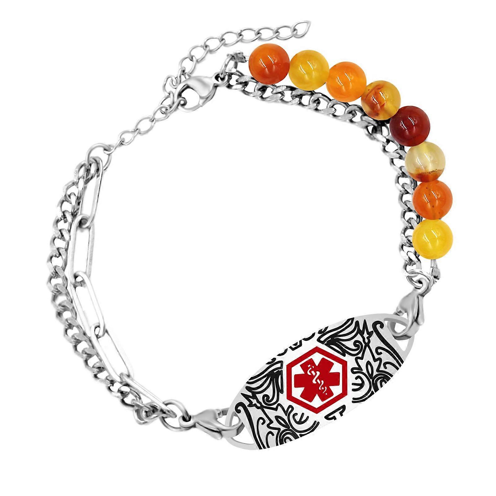 Bracelet médical ajustable en acier inoxydable double couche, unisexe, multicolore.
