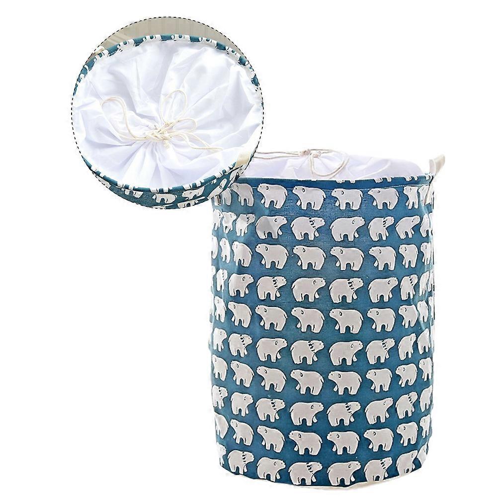 Waterproof Laundry Basket for Storage Cotton Drawstring Bucket Blue 1Pcs