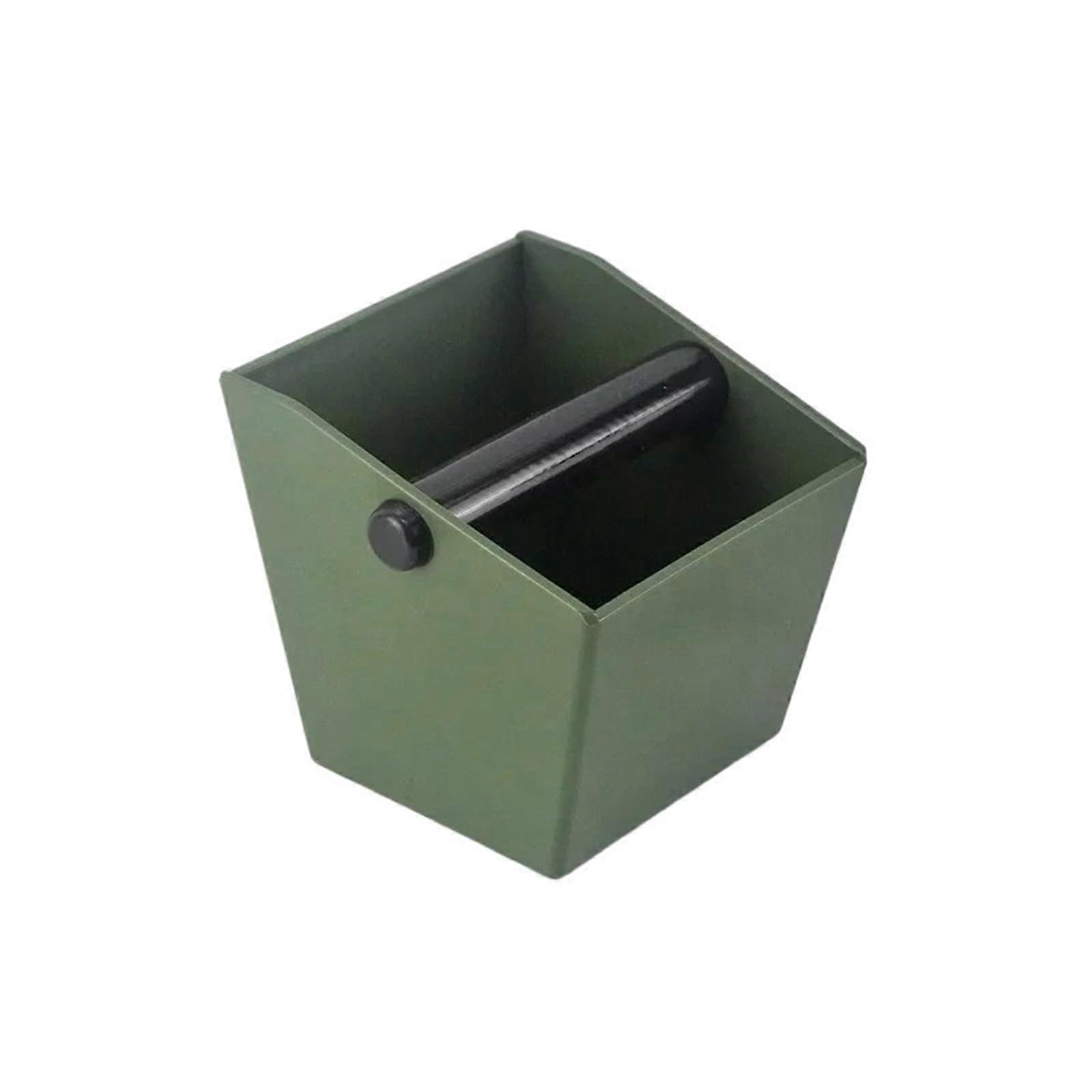 Coffee Knock Box Espresso Grounds Container with AntiSlip Base Large Capacity Green for Barista