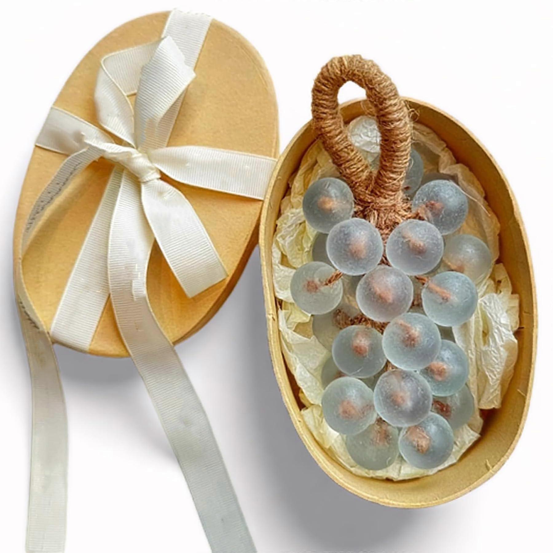Handmade Decorative Grape Soap with Hanging Rope, Transparent Cold Process Bath Gift Blue