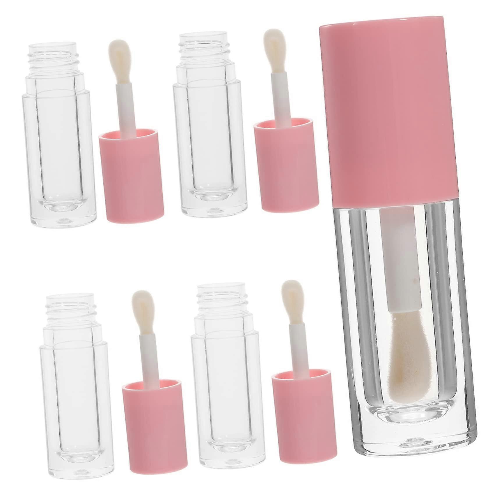 5pcs Empty Lip Gloss Tubes with Leakproof Cap, Clear Refillable Lip Balm Containers for DIY Bulk
