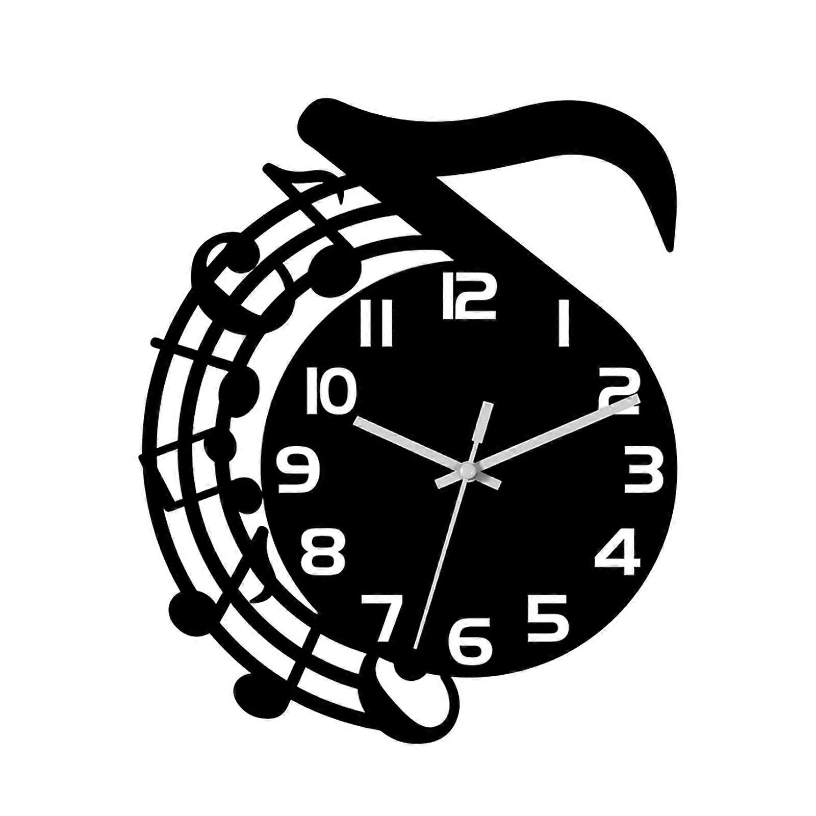 Music Note Wall Clock Easy Read Decorative Quiet for Home Classroom School