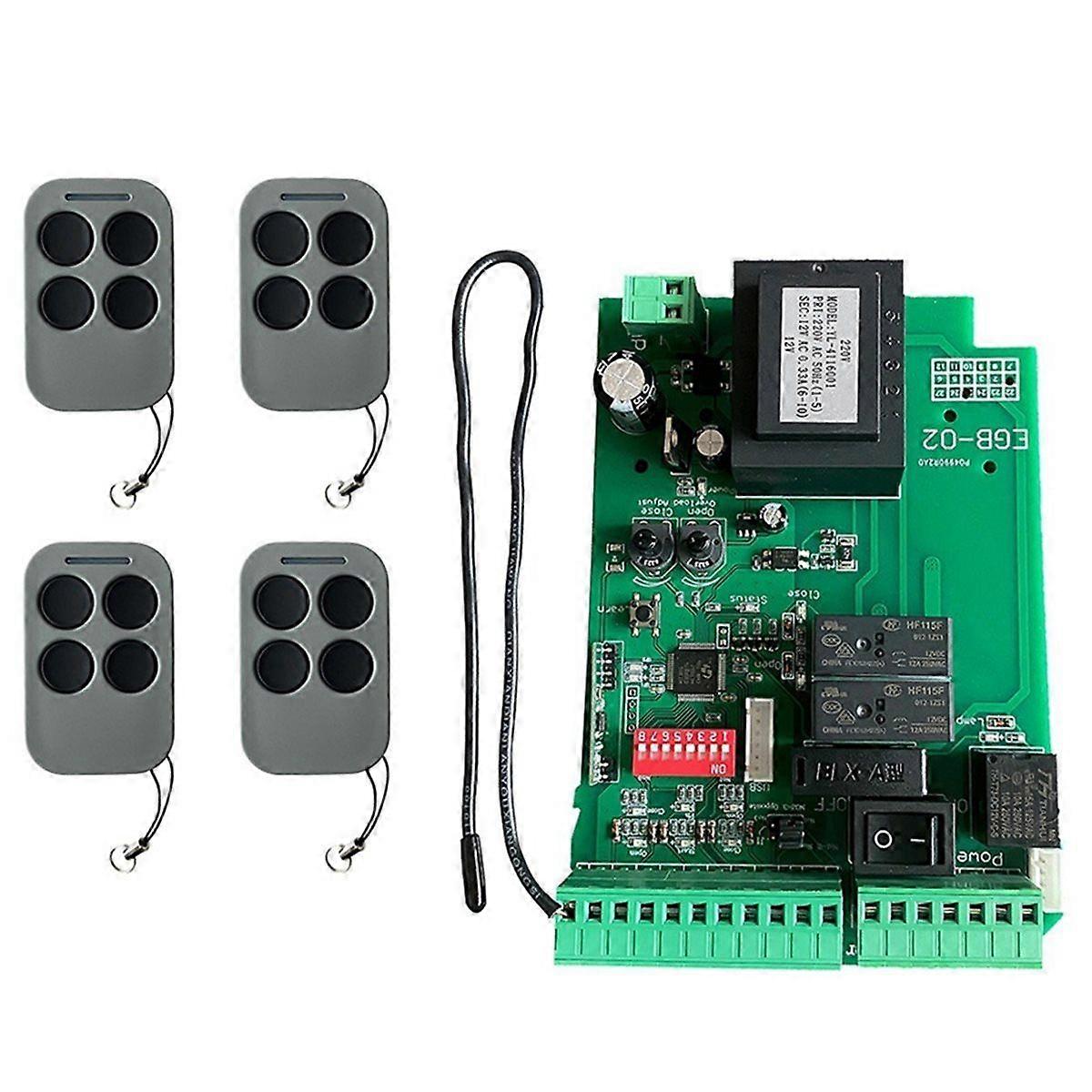 AC220 Automatic Sliding Gate Motor Control Board +4 Remote Control for Sliding Gate Opener Access Co