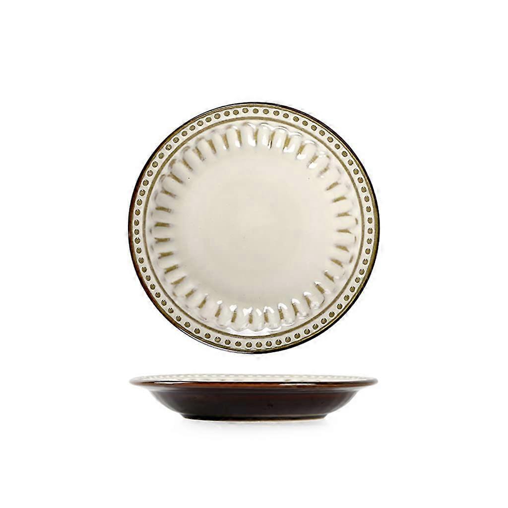 Ceramic Dinner Plate with  Name Design, Elegant Embossed Pattern for Creative Salad