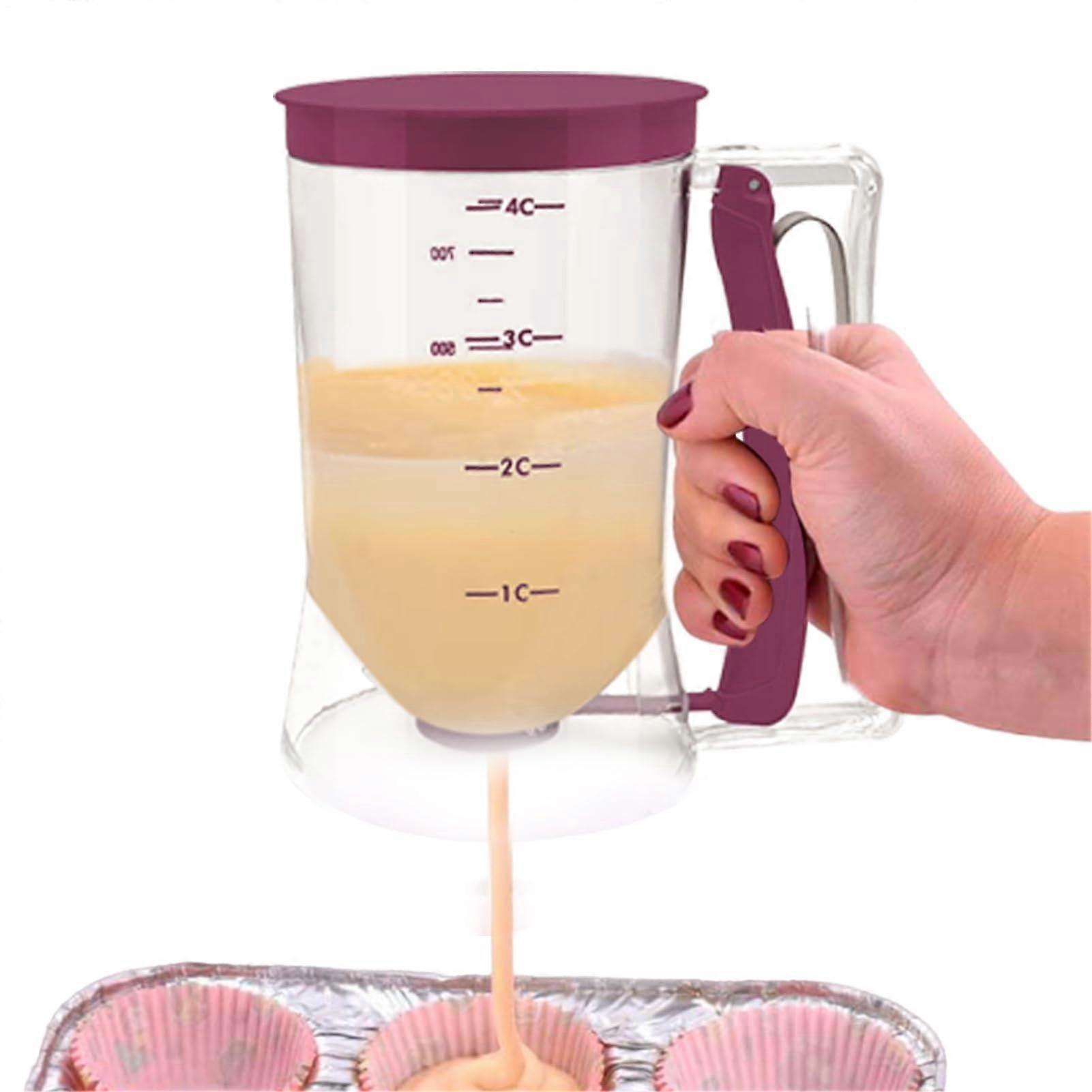 Pancake and Cupcake Batter Dispenser with Clear Measurement Markings and QuickRelease Handle