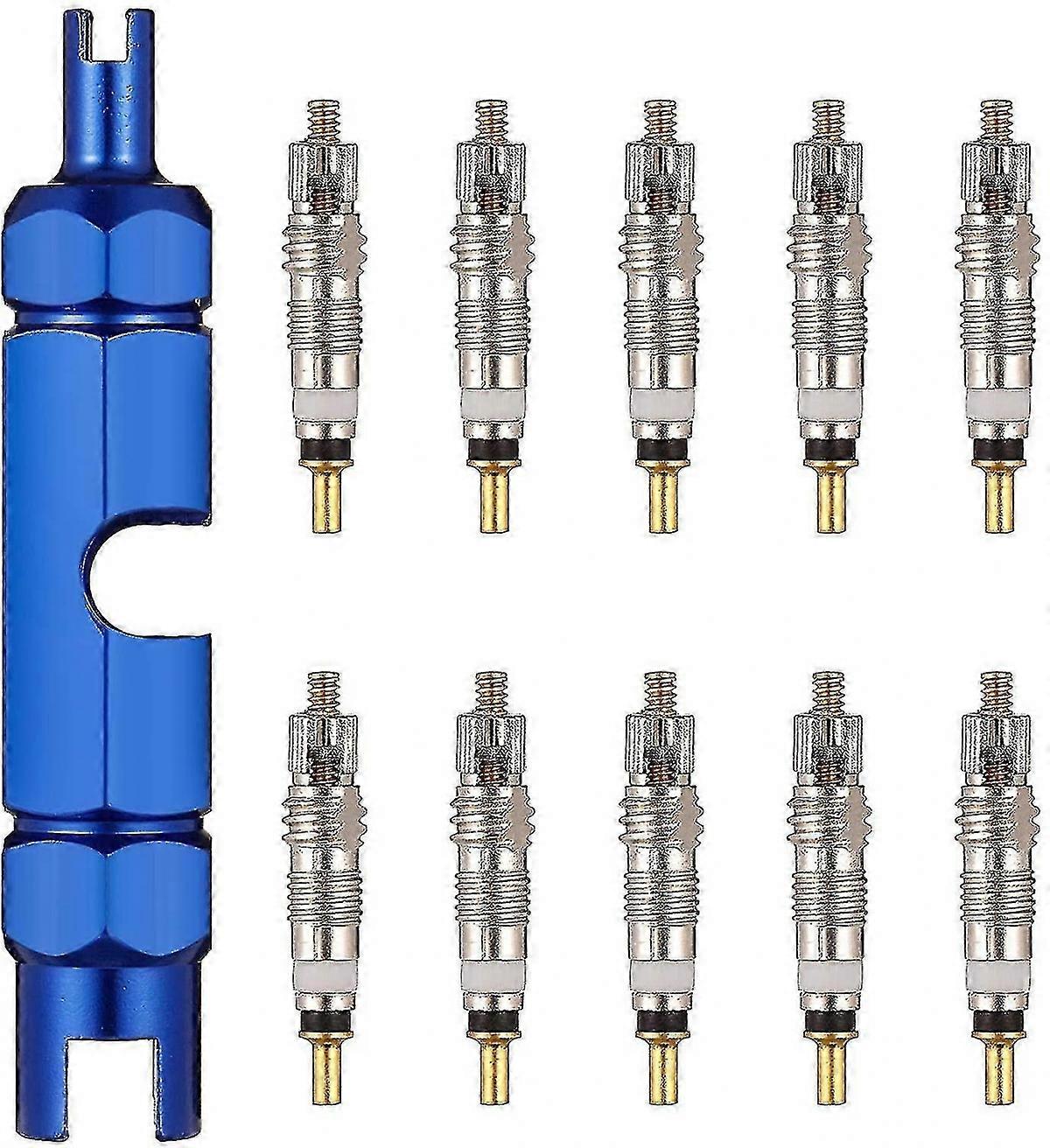 10pcs Bicycle Valve Core Remover Tool Kit with Presta Valve Extender Wrench