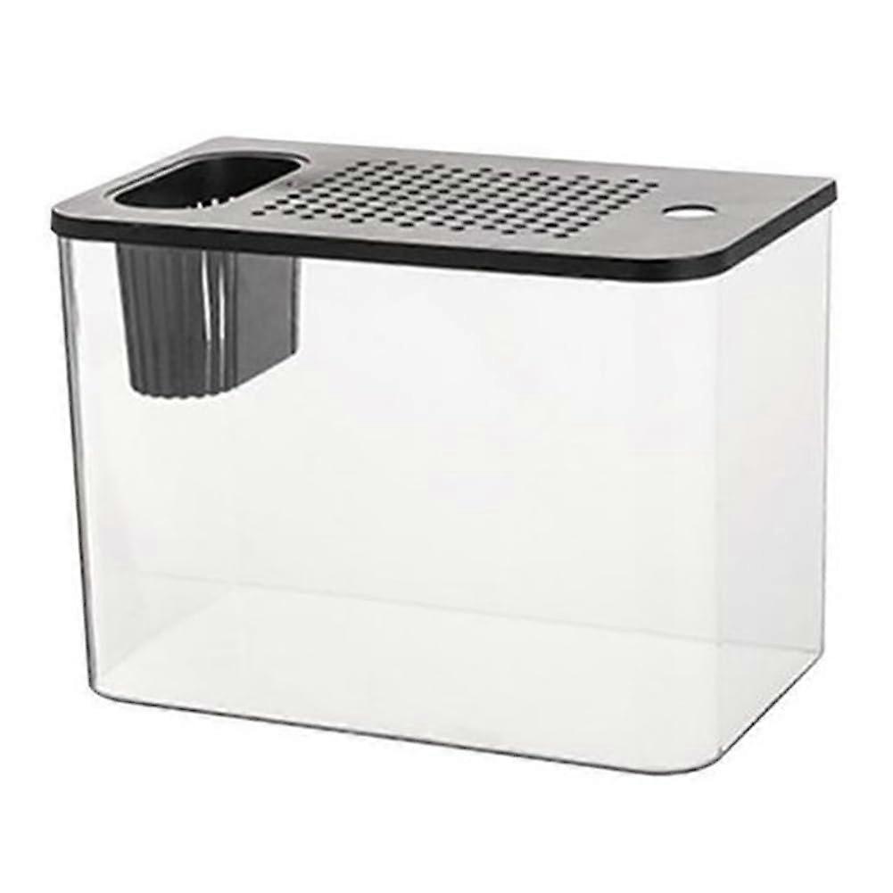 Tabletop Fish Tank with Panoramic Viewing, Transparent Small Aquarium for Betta or Turtle, Black