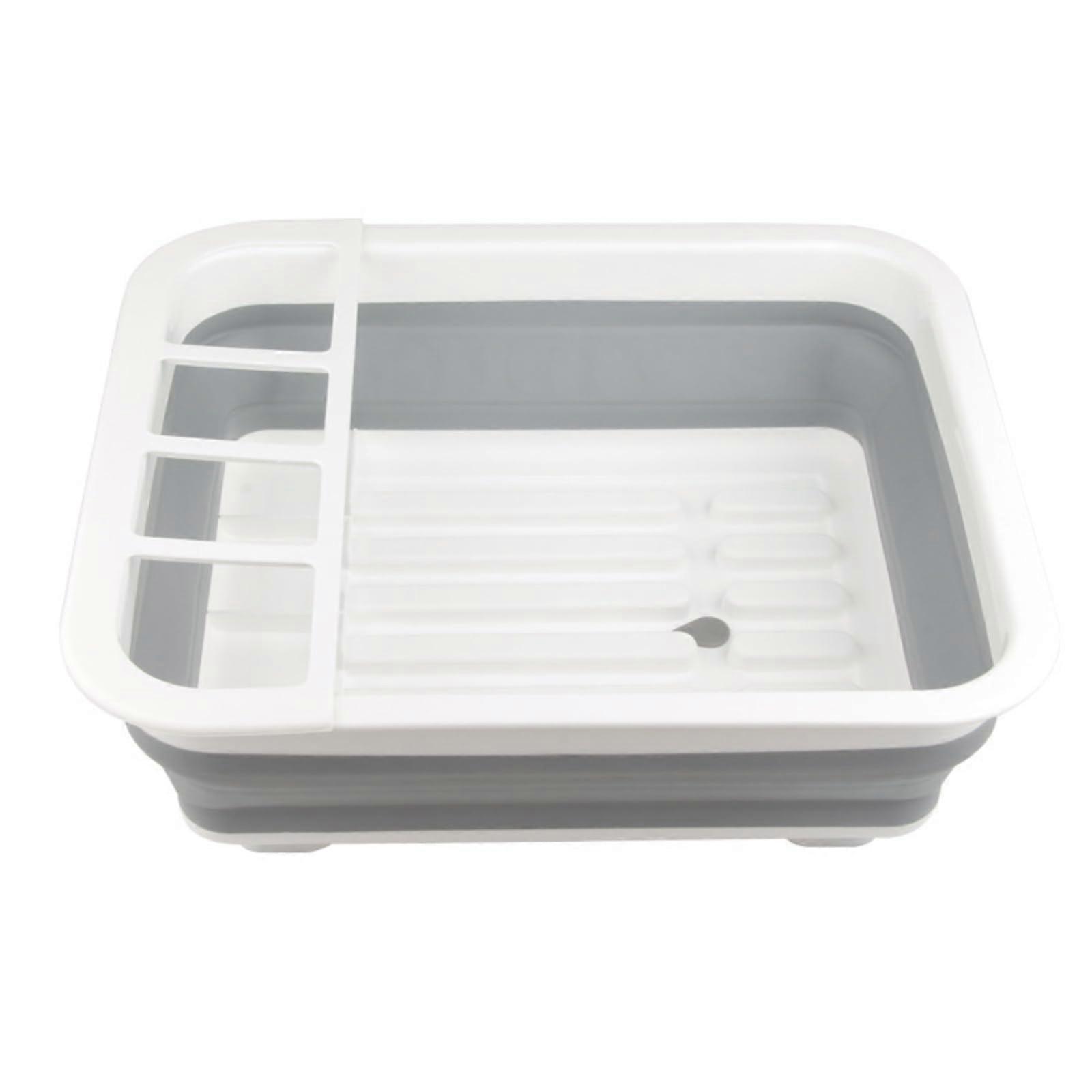 Foldable Dish Drying Rack with Drip Tray, SpaceSaving Collapsible Utensil Holder for Kitchen Travel