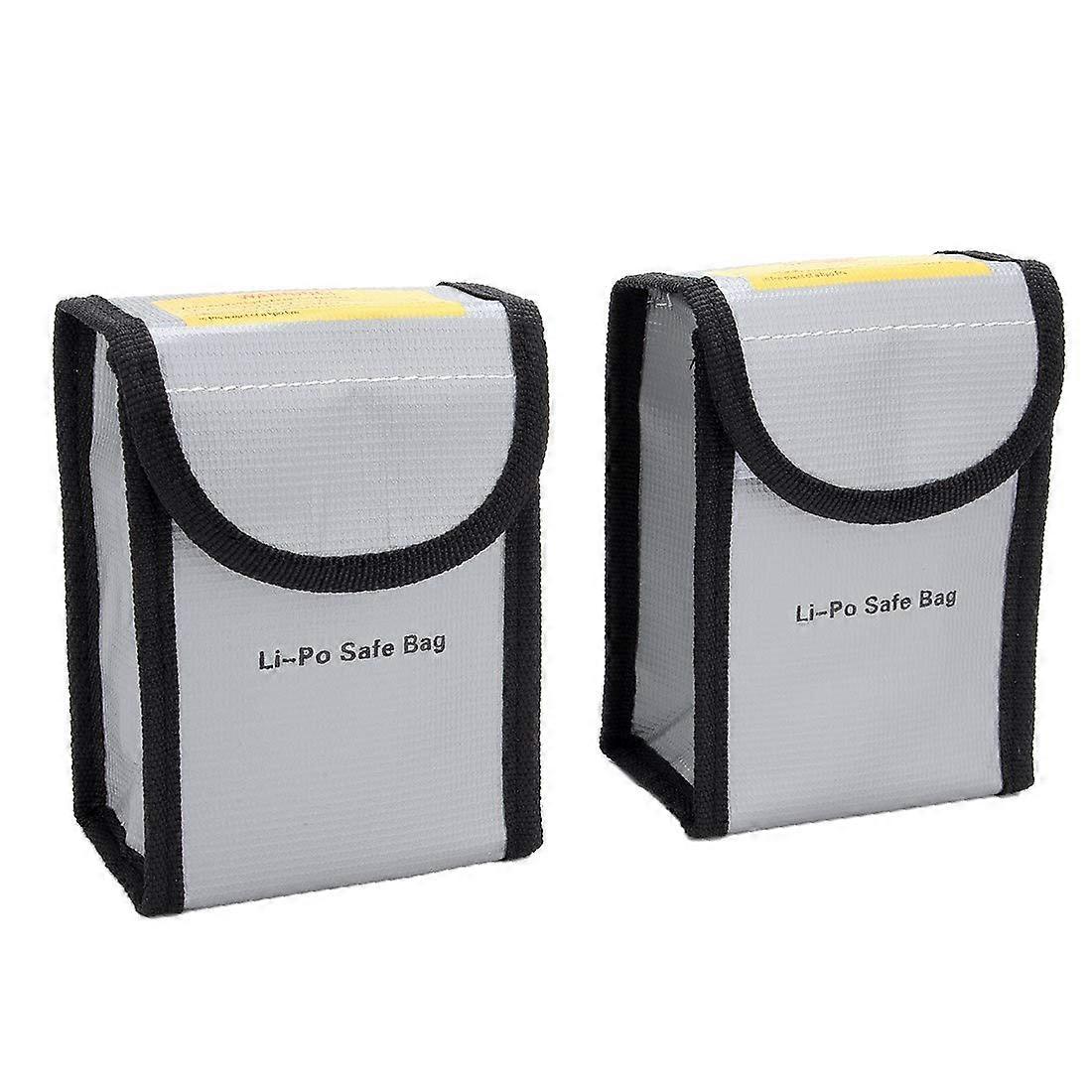 LiPo Battery Safe Bag Fireproof Explosionproof Charging Pouch Case 2pcs Silver 90x55x140mm