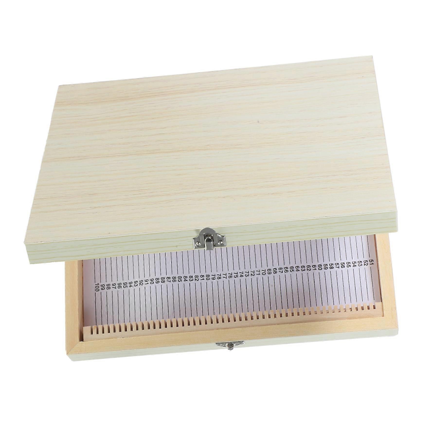 Wooden Microscope Slide Storage Box with Numbered Slots and Secure Metal Clasp for Laboratory