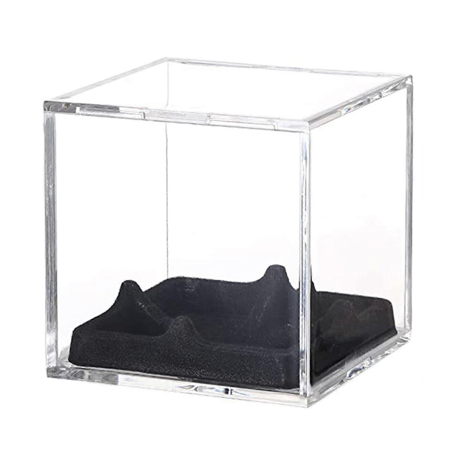 Baseball Display Case Clear Acrylic Holder with Black Base Dustproof Storage Cube for Collectibles