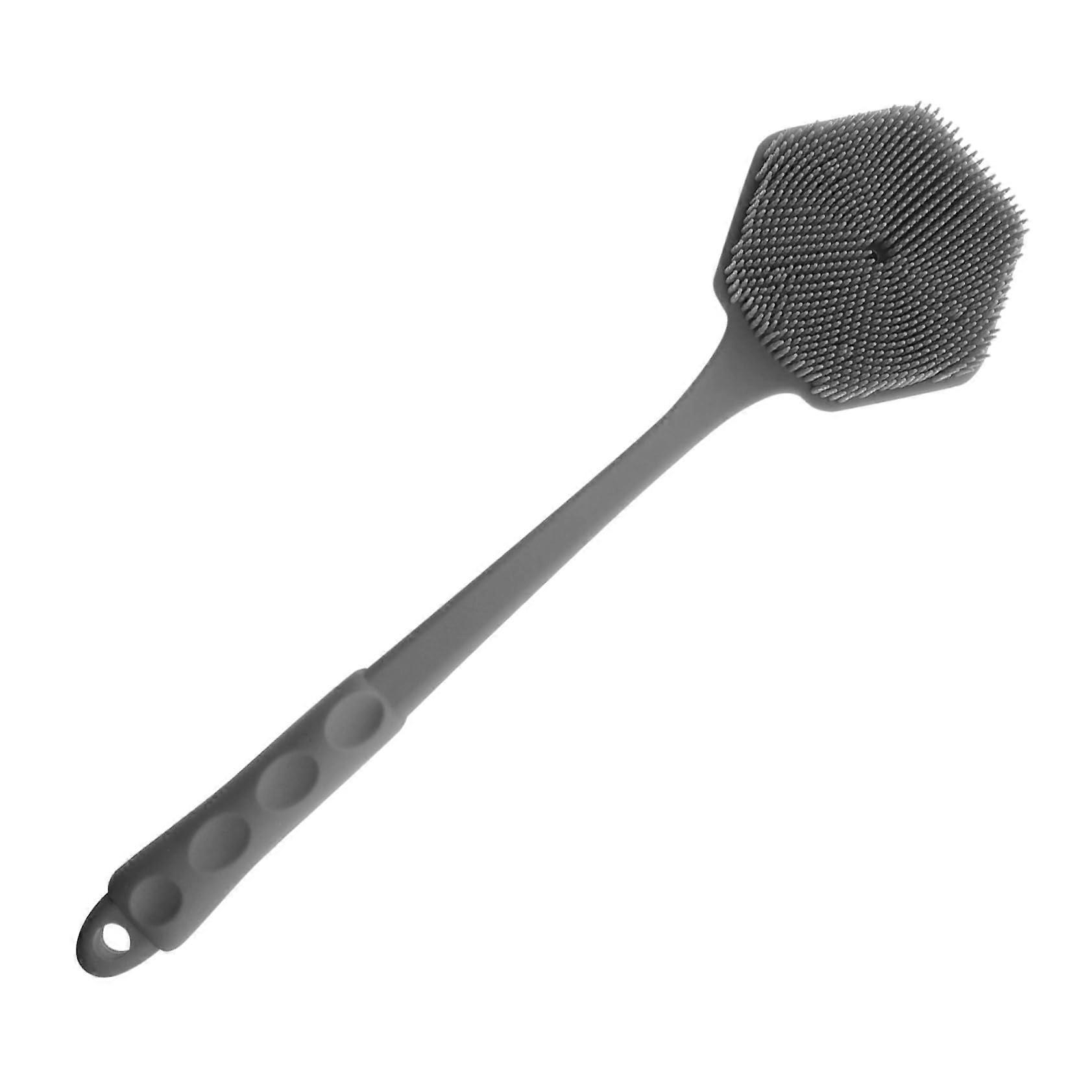 Silicone Back Scrubber with Long Handle DualSided Exfoliating Bath Brush for Shower Massage