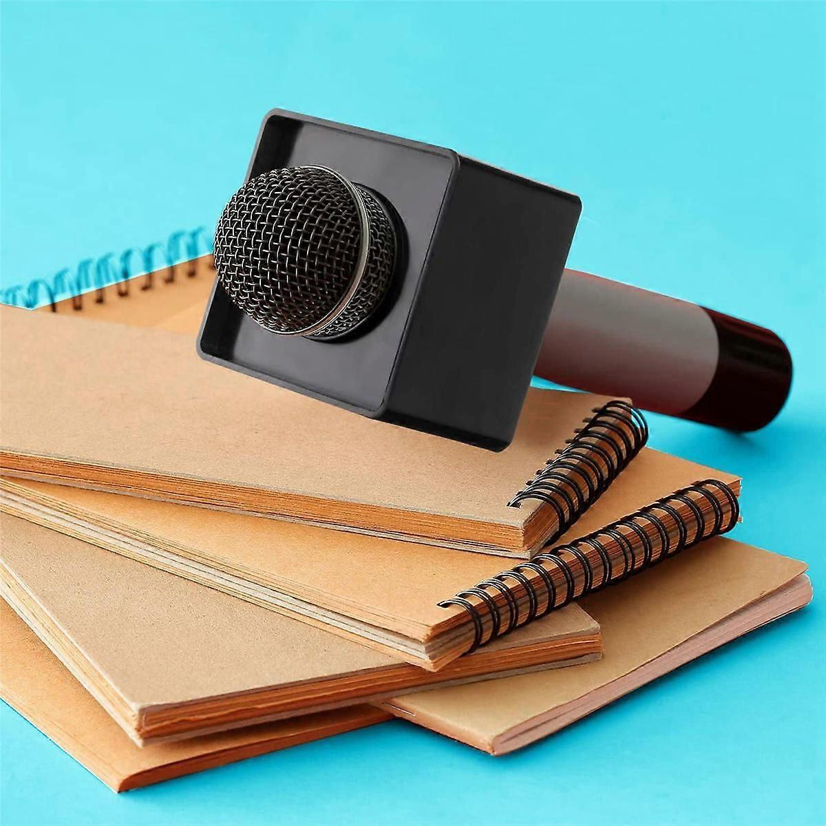 10Pcs Microphone MarkFlag Mic Station-Cube Square Interview Box Stand Flags Shaped Holder Reporter