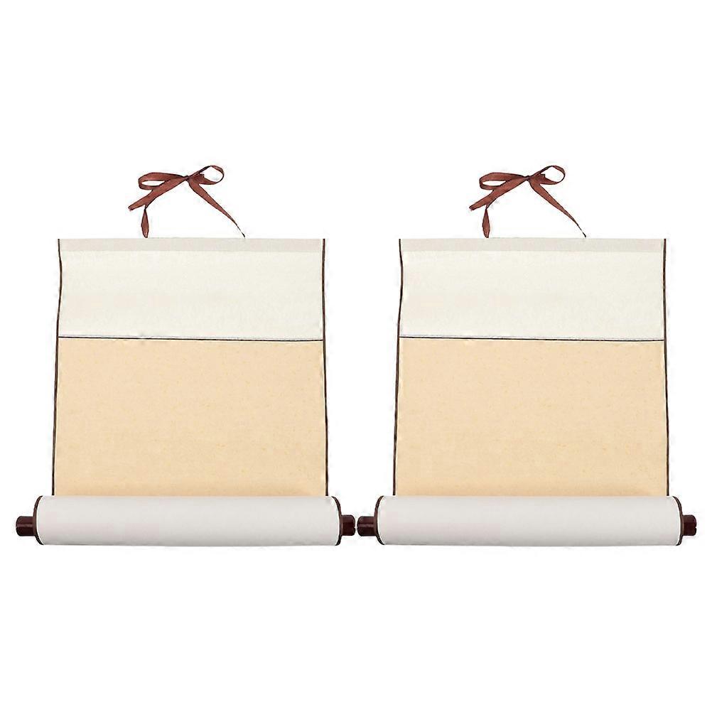 Assorted Color Blank Scroll 2Pcs for Painting Use Calligraphy Xuan Paper