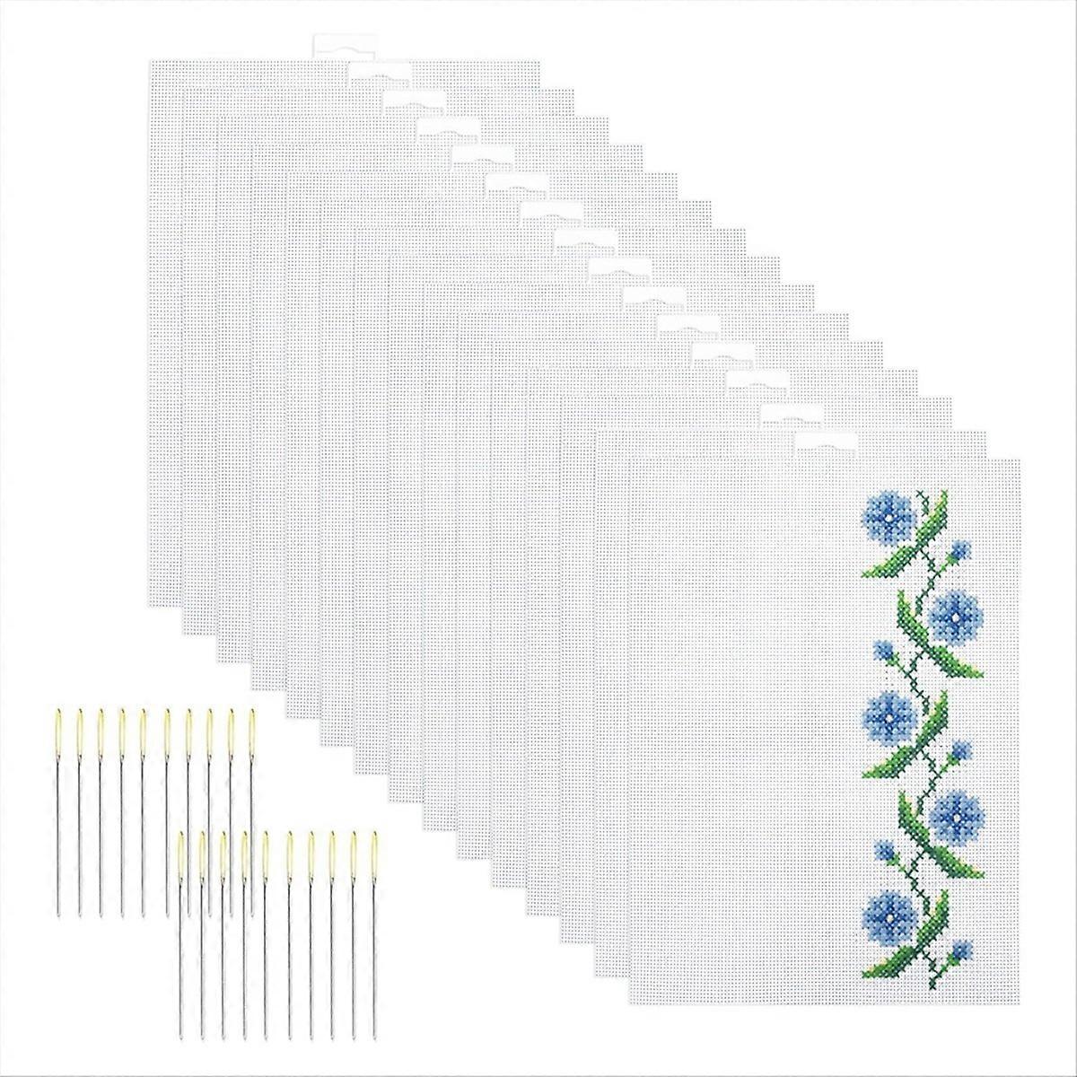 15 PCS 14 Count Plastic Mesh Canvas Sheets, Mesh Canvas