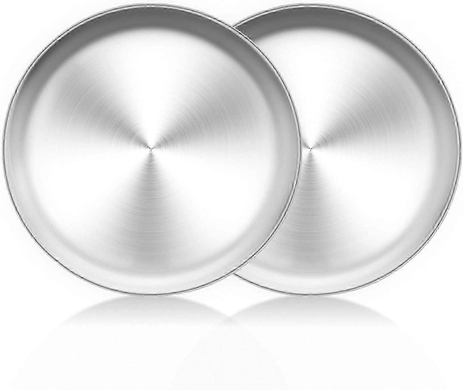 2 stk runde pizzabrett i rustfritt stål for baking