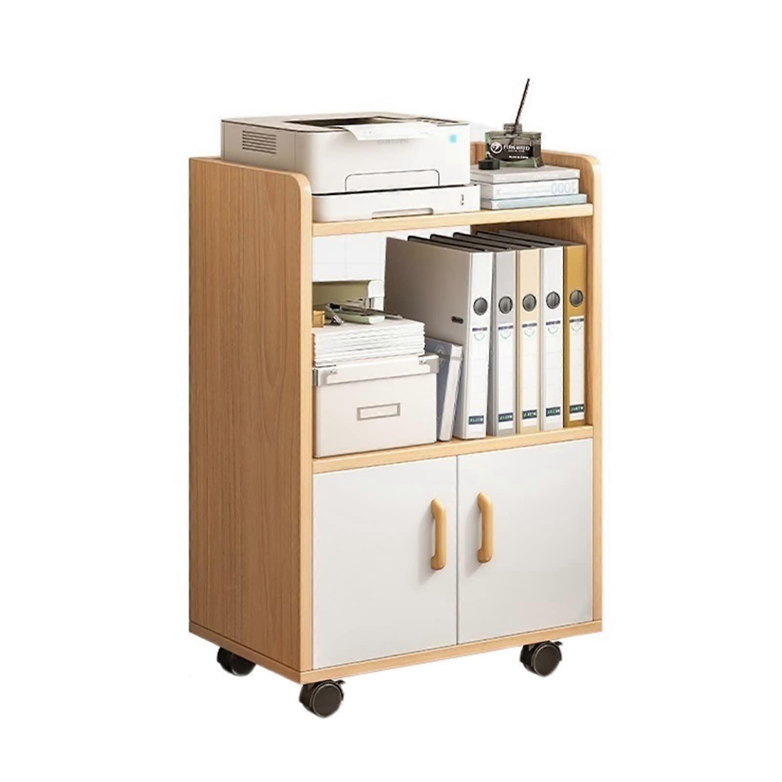Printer Stand with Wheels, Mobile Storage Cabinet, SpaceSaving Desktop Shelf for Home Office