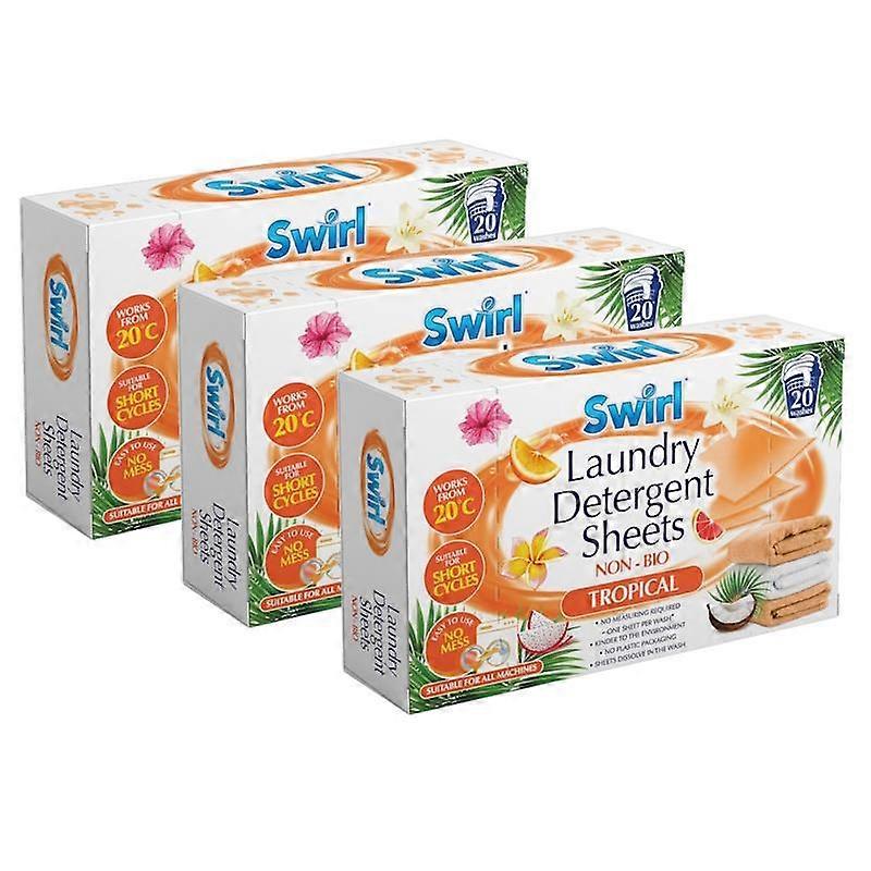 3 X Swirl Laundry Detergent Sheets Tropical 20pk