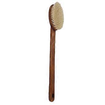 Langlebige Haarbürste aus Holz mit ergonomischem, weichem Griff und weichen Borsten – ideal zum Duschen und Rückenreinigen. Kompatibel mit Tisch-Rückenschrubbern. Badezimmer-Werkzeuge.