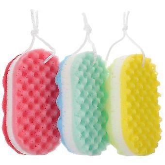 3Pcs Bathing Sponge Body Scrubbers Clean and Exfoliating Shower Bathing Tools Sponge with Hanging Rope for Women Men