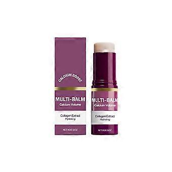 Bálsamo Multiuso Calcium Volume (9g) com Colágeno, Hidratante e Antienvelhecimento, Enriquecido com Amêndoa e Vitamina E, Multiuso para Lábios, Olhos e Pescoço para Suavizar