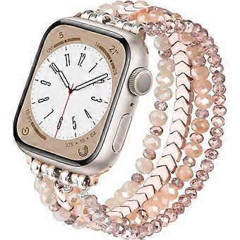 Beaded Bracelet Apple Watch Band for Women 38mm 40mm 41mm 42mm, Elastic Stretch
