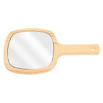 Makeup Mirror Wooden Handle for Makeup 1Pcs Beige Cosmetic Mirror