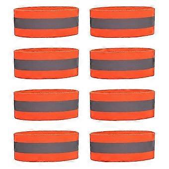 Conjunto de 8 pulseiras refletoras de alta visibilidade, ideais para corrida noturna, caminhada e ciclismo.