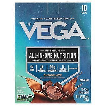 Vega, Organic Plant-Based Protein, Premium All-In-One Nutrition, Chocolate, 10 Packs, 1.5 oz (42 g) Each
