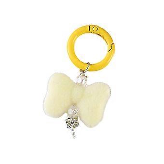 Macaron Colors Bow Charm for Keys - Sparkling Beads & Imitation Mink - For Purse and DIY